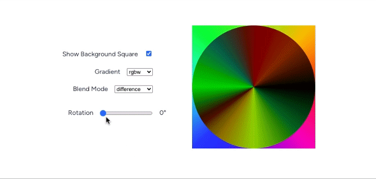 Interactive browser color wheel web UI